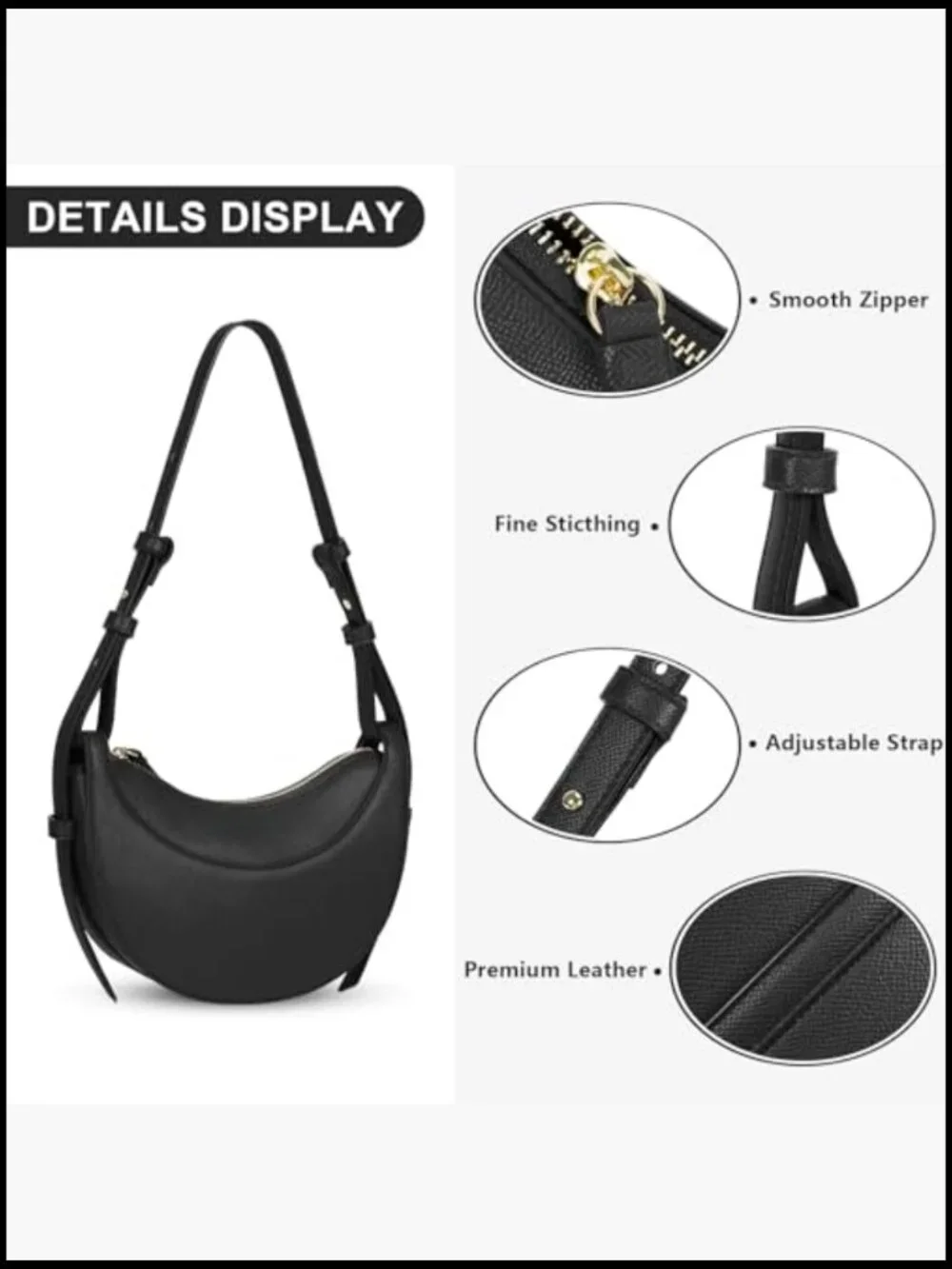 Faux Leather Saddle Bag Crescent Crossbody Hobo Handbag Shoulder Purse